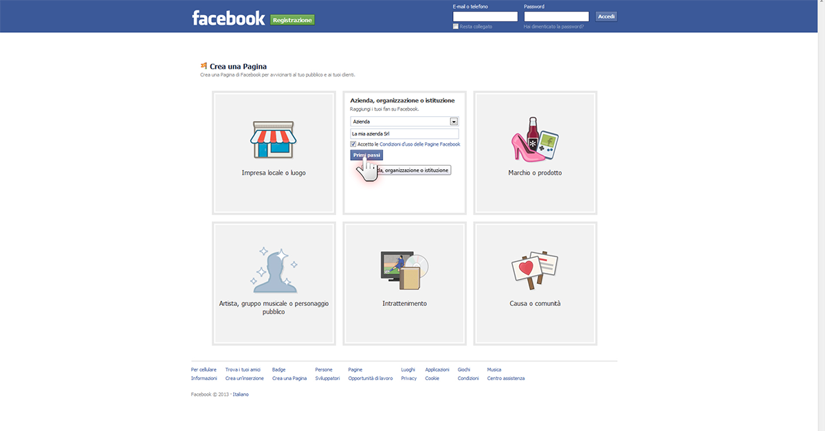 Ecco come creare una pagina Facebook